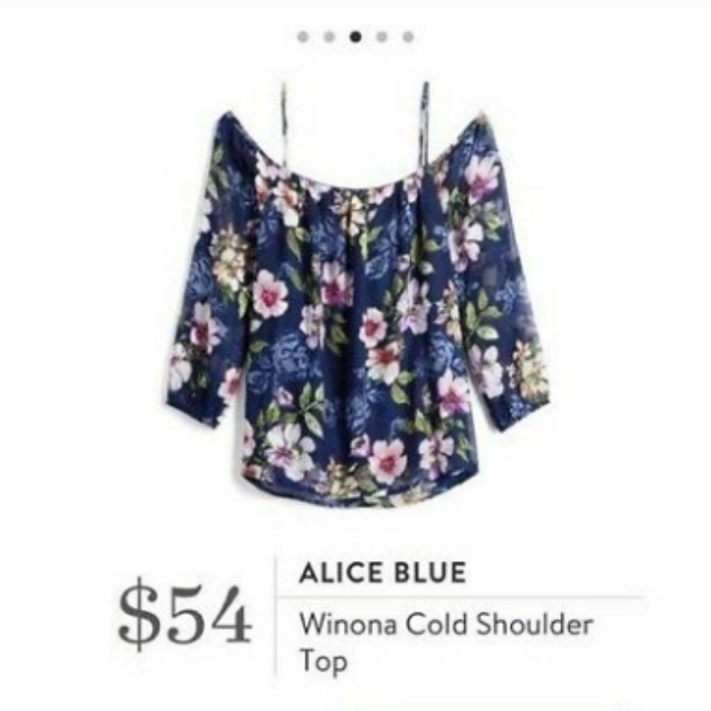 Alice Blue Floral Cold Shoulder Top - Blue and Pink